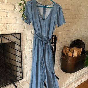 Gently worn Madewell denim jumpsuit with sash belt